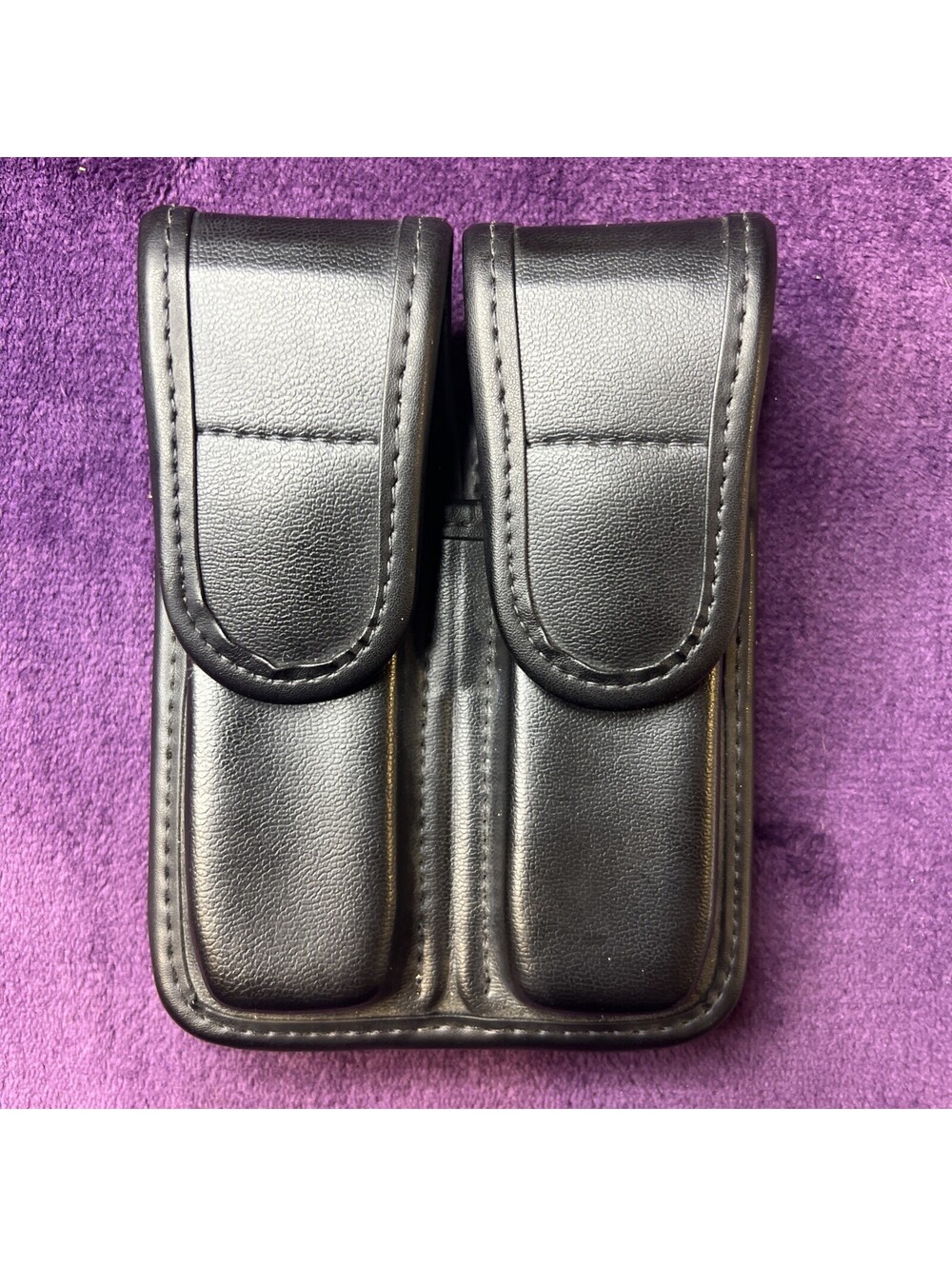 Bianchi 7902 Double Magazine Pouch Plain Black Size 1 Hidden Snap  22074